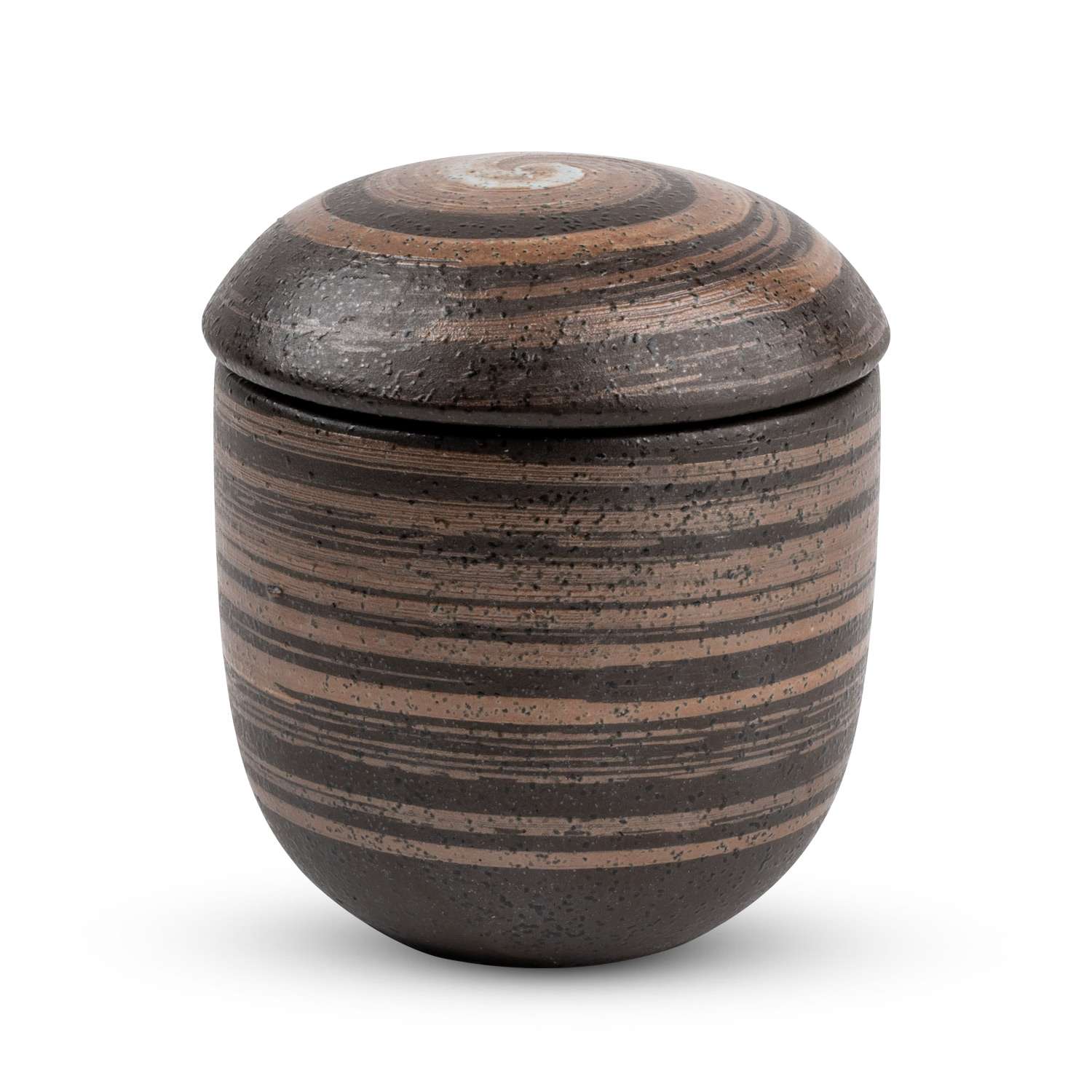 Uzumaki Dark Brown Lidded Bowl 2.75"