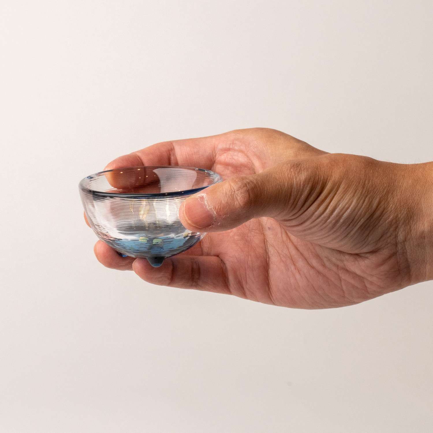 Tsugaru Vidro Handmade Navy Blue Footed Glass Sake Cup hover-image