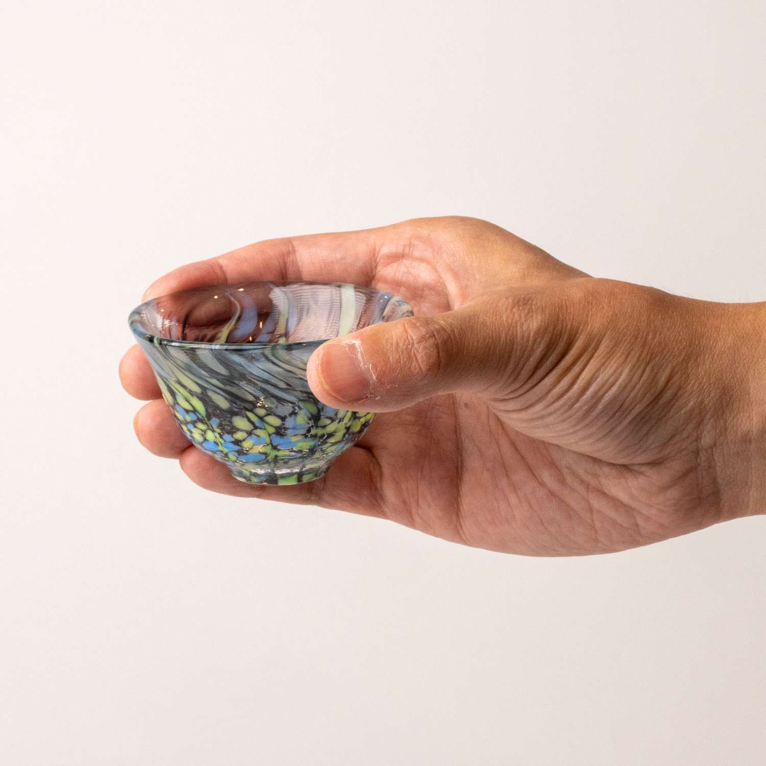 Tsugaru Vidro Handmade Deep Sea Swirl Glass Sake Cup hover-image