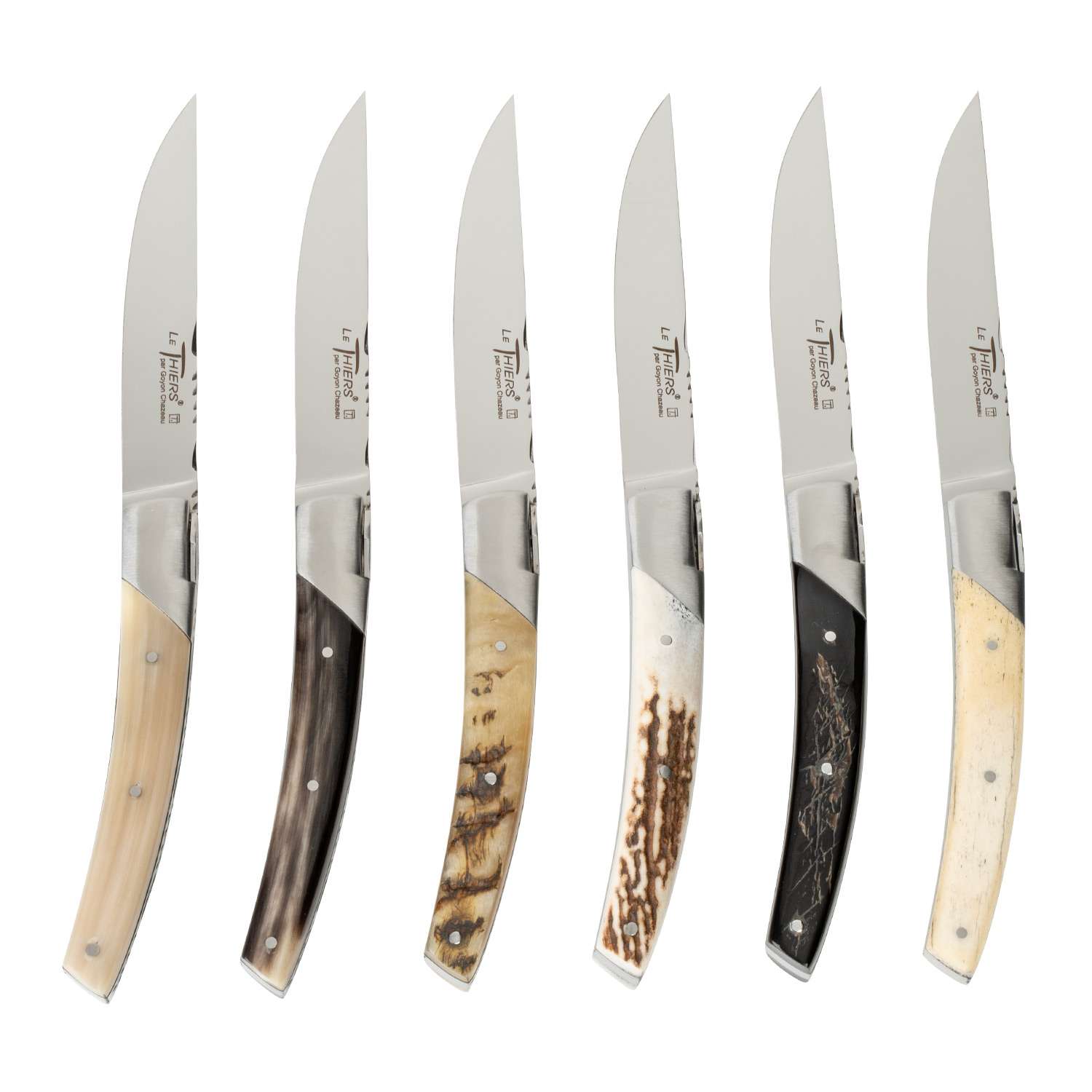 Le Thiers Pirou Prestige Steak Knives w/ Mix Horn Handles (Set of 6)