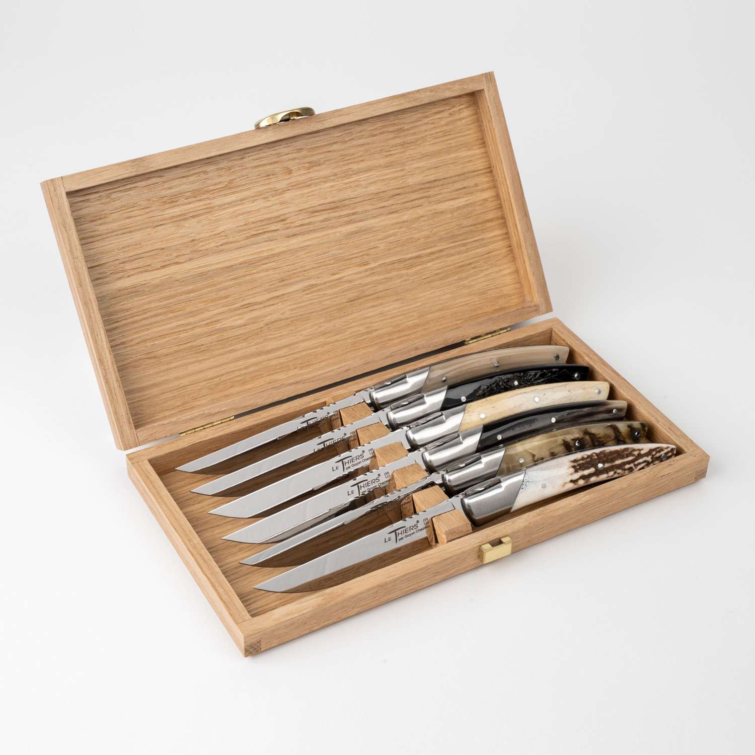 Le Thiers Pirou Prestige Steak Knives w/ Mix Horn Handles (Set of 6) hover-image