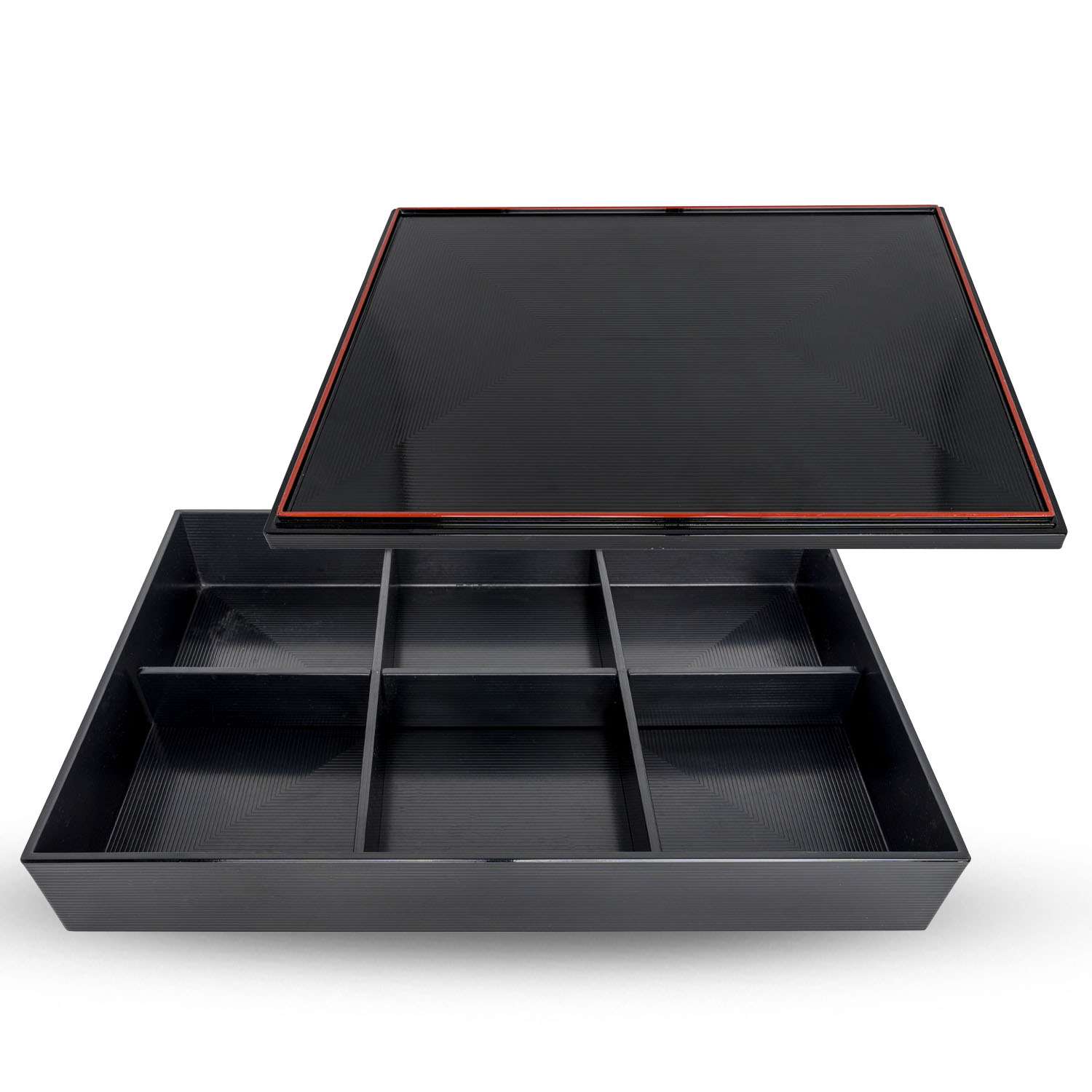 Black Bento Box with Cover and Divider 14.25"