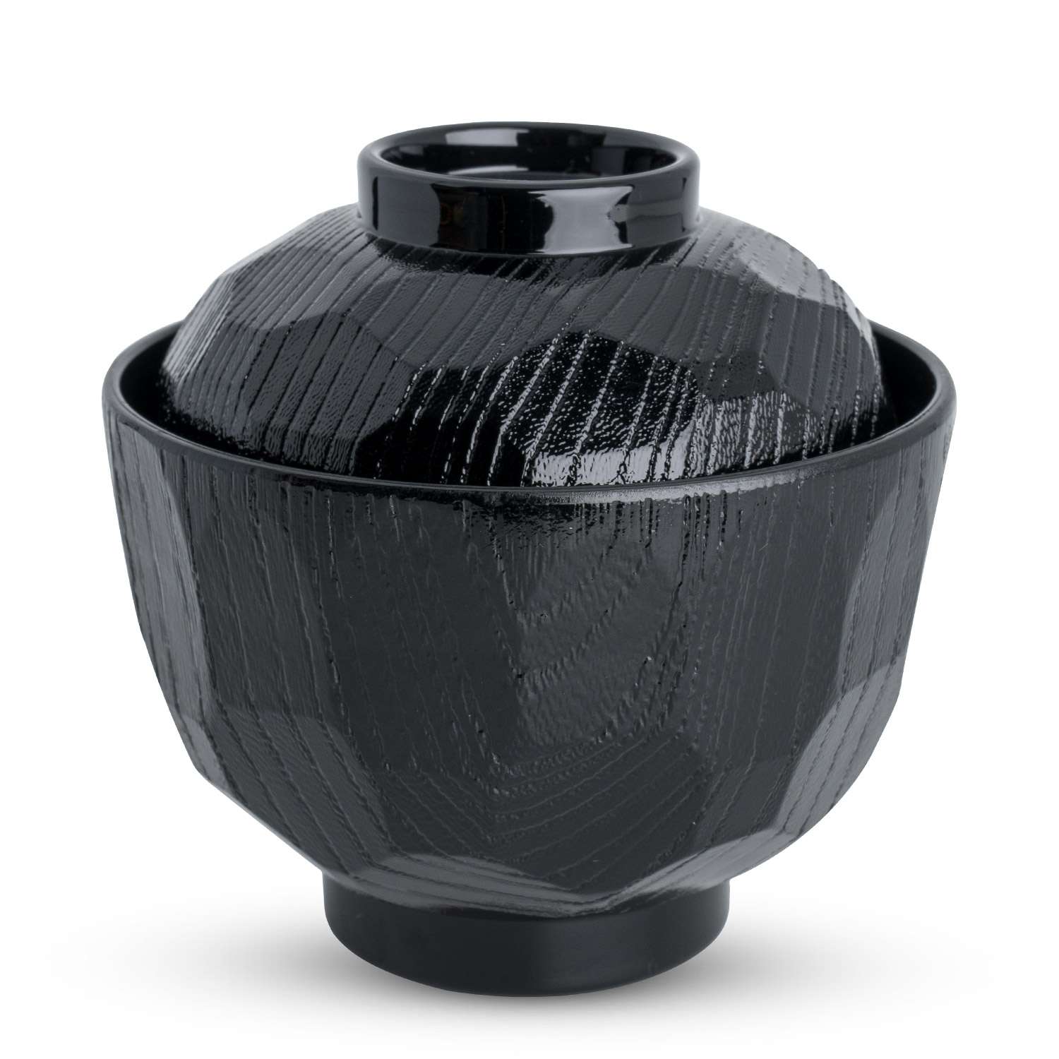 Resin Black Kikko Lidded Soup Bowl 3.75"
