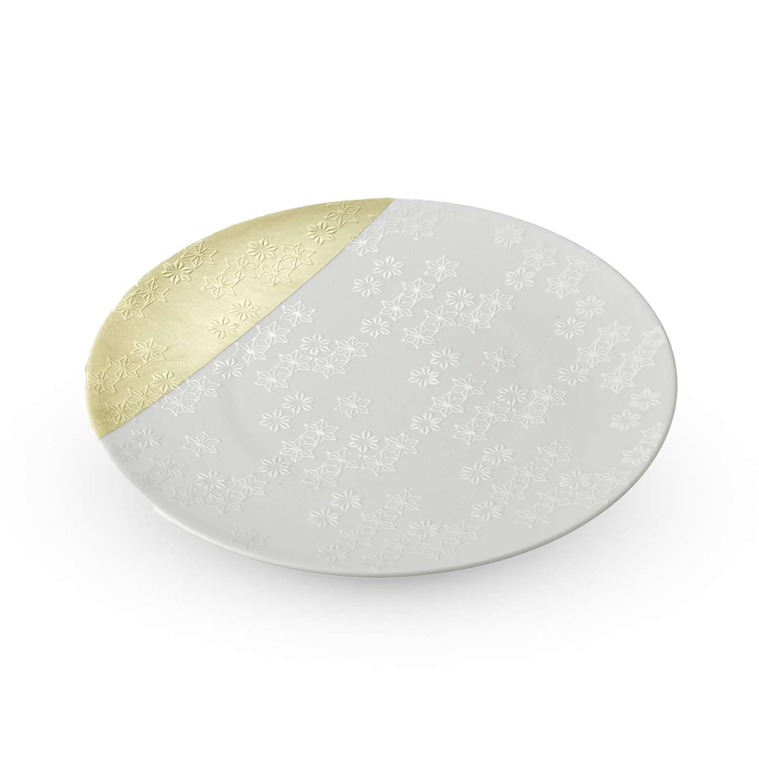 Haku-Komon White Plate - Asanoha